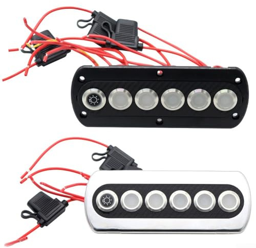 Panel de control eficiente de 12 V con botones de presión de grado marino 6 interruptores de banda para uso en caravanas y camiones