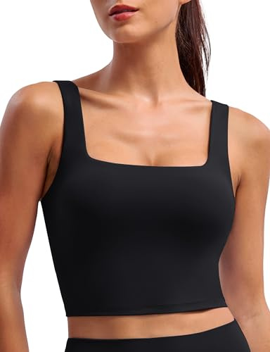 BAYDI Clouduxi Sport-BH Damen mit Quadrat-Ausschnitt | Gepolstert und bügellos, U-Rücken, kurzes Yoga-Tanktop, Fitness, Workout, Lounge und Alltag