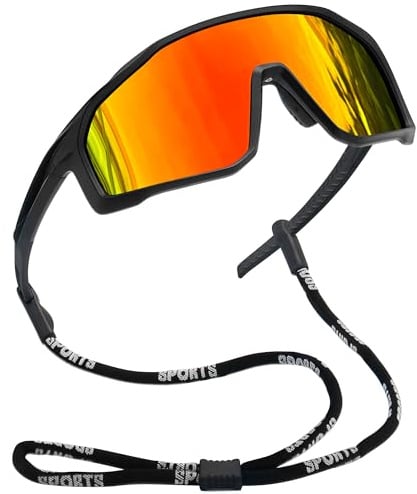 Joopin Wrap-around Sonnenbrille Herren Polarisiert Fahrradbrille UV400 | Einzelstück-Linsendesign, übergroße, TR90, Winddicht, Sportbrille, Sportsonnenbrille, Radsportbrille, Schnelle Brille