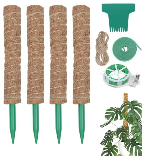 Tyinerc Schaumstoffstäbe für Monstera – 4 Stück, 41 cm, faltbar und wiederverwendbar – flexible Rankhilfe aus Schaumstoff für den Innenbereich | für Efeu, Weinreben, Büro, Zuhause, Balkon, Garten