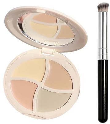 Correttore Occhiaie 4 in 1 Palette Correttori Viso Alta Copertura per Occhiaie Scure, Brufoli e Macchie, Concealer Idratante Lunga Durata per un Finish Naturale e Radioso, Copriocchiaie Donna