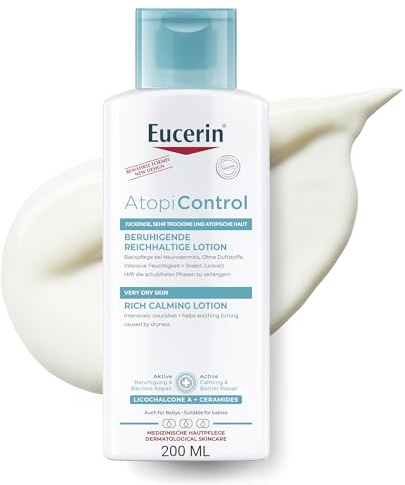 Eucerin AtoControl Rich Calming Lotion 250ml, Soothing Body Moisturiser to Target Effects of Atopic Dermatitis and Eczema, Unscented Body Lotion for Softer, Soothed Skin
