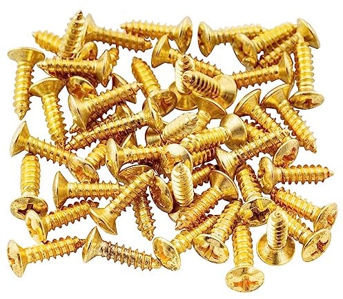 Musiclily 3x12mm Gitarren Bass Pickguard Schrauben Schlagbrett Screws für FenderStrat Stratocaster Tele Telecaster E-Gitarre Bass, Gold (50 Stück)