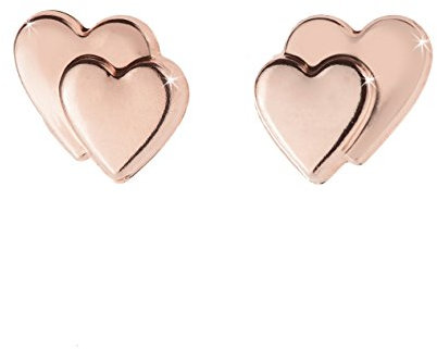 9ct Rose gold double heart Valentine's stud earrings. Gift box/ 2021 Lockdown Valentine's Day Gift for Her Girlfriend Wife