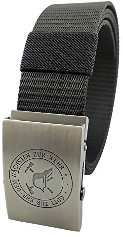GravurManufakturBerlin Hosengürtel Feuerwehr Gott zur Ehr Dem Nächsten zur Wehr - 4 cm breit schwarz - Einheitslänge - kürzbar