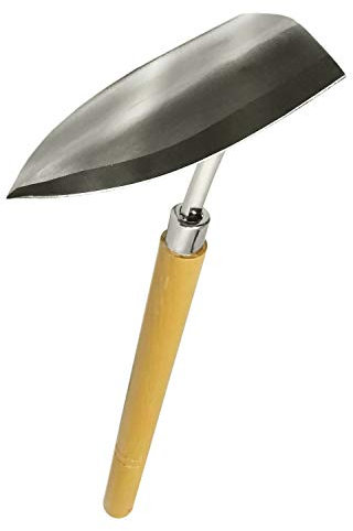 Tomerry Azada triangular japonesa para paisajismo de jardín con hoja de acero inoxidable y mango de madera, fabricada en Japón