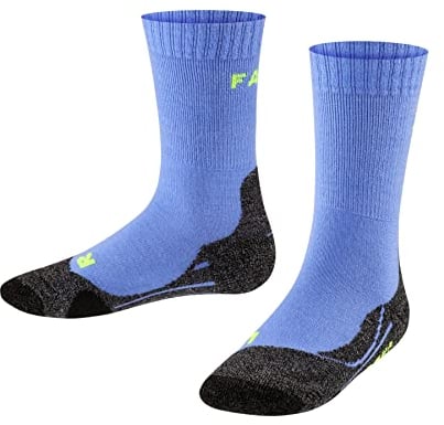 FALKE Unisex Kinder Wandersocken TK2 K So Wolle Funktionsmaterial antiblasen dick 1 Paar, Blau Blue Note 6545, 35-38
