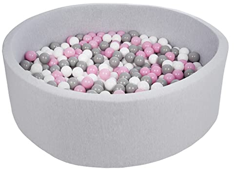 Velinda Bällebad Ballpool Kugelbad Bällchenbad Bällchenpool Kinder-Pool 600 Bälle/O125cm (Farbe der Bälle: weiß,rosa,grau)