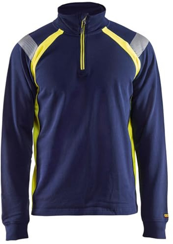 Blaklader 34321158 SWEATSHIRT MIT HALBEM REIßVERSCHLUSS, Marineblau/Gelb, grootte 4XL