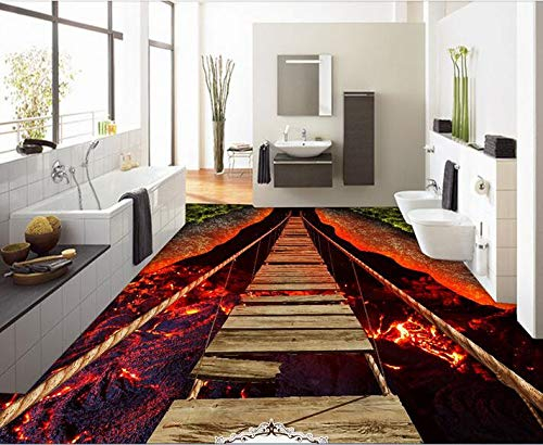 Yosot 3 D Bodenbelag High-End Custom Atemberaubende Lava Seil Brücke Zimmer Bodenbelag Fototapete 3D-140cmx100cm