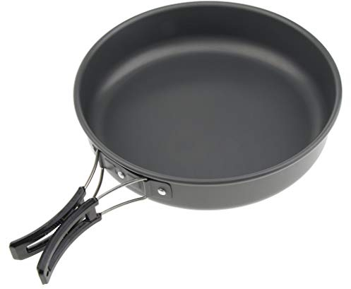 P Prettyia 22cm Aluminum Camping Frying Pan Portable Picnic Pot Cookware Folding Handle