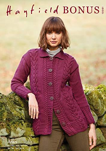 Hayfield Bonus Aran Knitting Pattern - 10081 Cardigan