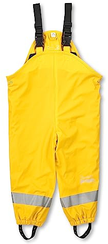 Sterntaler Regenhose gefüttert uni - Kinder Regenhose wasserdicht - Unisex Matsch- und Buddelhose mit verschweißten Nähten und elastischen Hosenträgern - Regenbekleidung warm - mattgelb, Größe 110