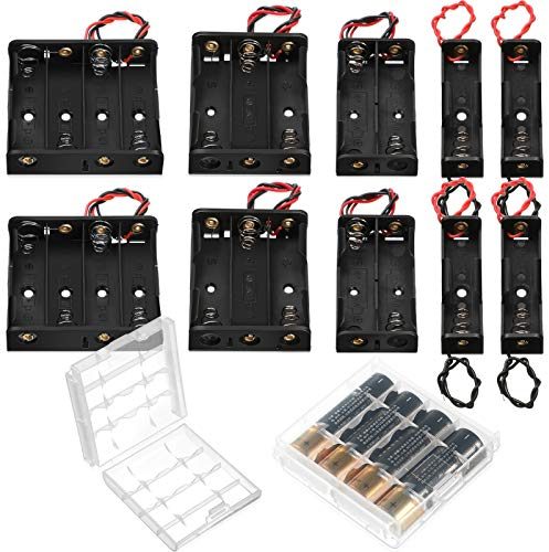 10 Stücke AA Batterie Halter Batterie Aufbewahrung Box mit Draht Leitungen, Kunststoff Batteriehalter Metallisch Feder Batterie Box mit 2 Zellen Batterie Hülle 1,5 V, 3 V, 4,5 V, 6V