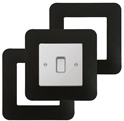 3 Count Acrylic Single Light Switch Surround Socket Switch Sticker Cover Solid Color - Black Ebony