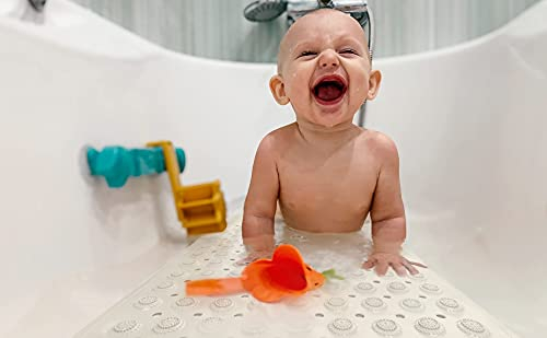 Witen&Nock Badewannenmatte Kinder Weiss 100×40 cm Antirutschmatte mit Abflusslöchern rutschfest badewannen zubehör Badewannenmatte für die Badewanne