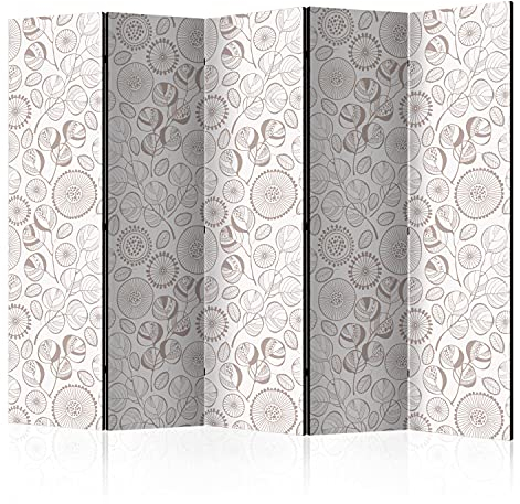 murando Raumteiler Foto Paravent Blumen 225x172 cm beidseitig auf Vlies-Leinwand Bedruckt Trennwand Spanische Wand Sichtschutz Raumtrenner Design Natur Botanik weiß beige f-C-0268-z-c
