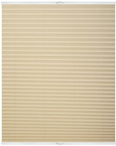 Lichtblick Plissee Klemmfix, ohne Bohren, verspannt, lichtdurchlässig, Blickdicht, Uni, mit eleganter Crushed Optik Creme,95 cm x 130 cm (B x L)