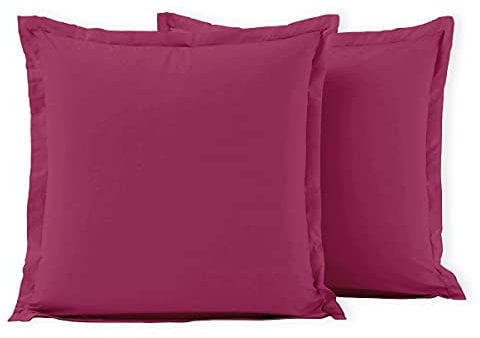 Lot de 2 Taies d'oreiller 100% Coton Fuschia BAIKAL 63x63 cm
