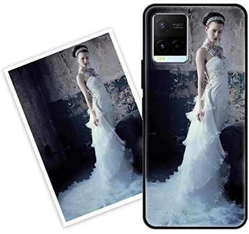 Sunrive Coque personnalisée Compatible avec Vivo Y21/Y33s, Personnalisable avec Votre Propre Image, PhotoTexte, DIY HD Étui[Bordure TPU+Dos Verre Trempé Design]+Protection Écran