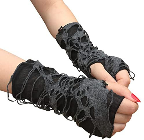 Black Sugar 1 Paar Herren-Handschuhe, PU, fein, Polyester, Baumwolle, Halbfinger, Punk, Hiphop, rund, PU Gothic, Armee, Motorrad, Biker, Grunge Militär, Schwarz gespritzt, Einheitsgröße