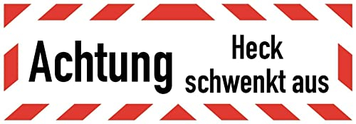 MBS-SIGNS® Aufkleber Warn Hinweis Achtung Heck schwenkt aus Warnung Schild Folie selbstklebend | Größe wählbar Made in Germany, Größe: 45x15 cm
