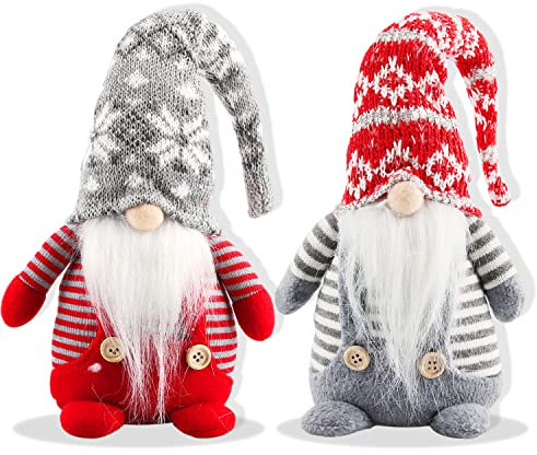 WDJLNZB Gnomo di Natale, 2 Pezzi Addobbi Natalizi Gnomo, Bambola Gnomo di Natale, Bambola di Natale Senza Volto, Bambole Natalizie Fatte a Mano, Bambola Natalizia per Regali Festa casa Decorazioni