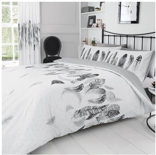GC GAVENO CAVAILIA Polycotton Duvet Covers Super King Size, Feather Bedding Sets, Cosy Comforter Bed Set, White, 726029