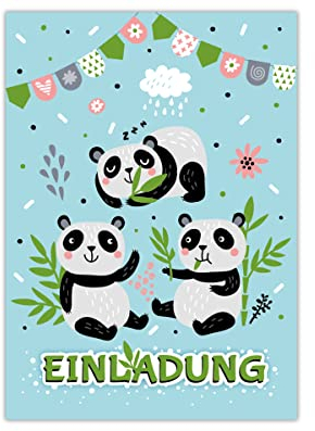 12 Einladungskarten zum Kindergeburtstag Geburtstag Mädchen Jungen Panda