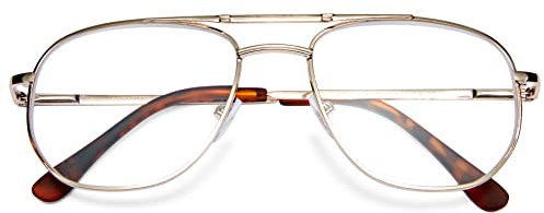 Lanomi Blaulichtfilter Pilot Lesebrille Herren Damen Metallgestell Klassische Sehhilfe Lesehilfe fliegerbrille 1.0 1.5 2.0 2.5 3.0 3.5 4.0 Gold 1.5