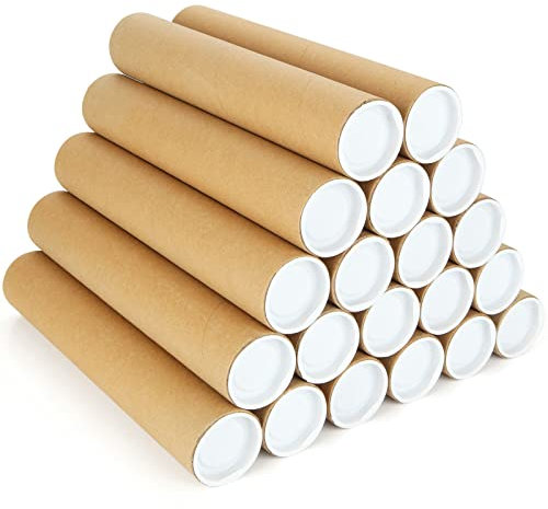 FVIEXE 20 Stück Versandröhren, 5,1 x 30,5 cm, Karton-Versandröhren mit Kappen, Versandposterröhren für Blauabdruck, Kunstwerk, Dokumentenaufbewahrung