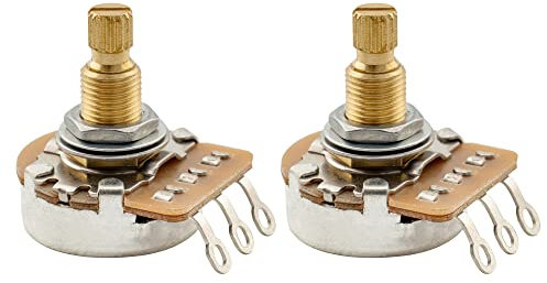Musiclily Pro HD A25K Messing Metrisch Grob 18 Zähne Split Shaft Poti Audio Taper Potentiometer für E-Gitarre und Bass(2er Set)