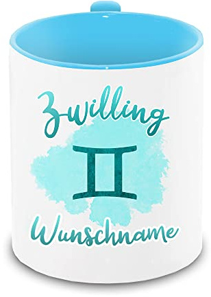 Tasse personalisiert mit Namen und Sternzeichen Zwilling | Motiv-Tasse mit Tierkreiszeichen und Wunschnamen