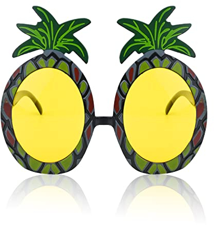 Gukasxi Funny Hawaiian Glasses Luau Party Sunglasses Tropical Sunglasses Novelty Beach Party Glasses Fancy Dress Photo Booth Props for Adults Kids Summer Party (Yellow Pineapple)