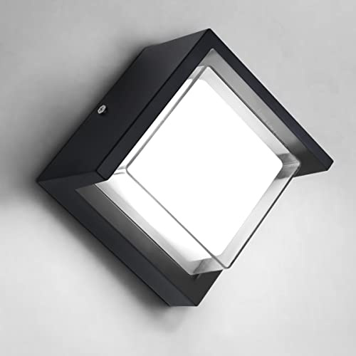 Long Life Lamp Company Square LED Wall Light Outdoor IP54 Opal Diffuser Cool White12w Modern Black Wall Sconce ZLC364B