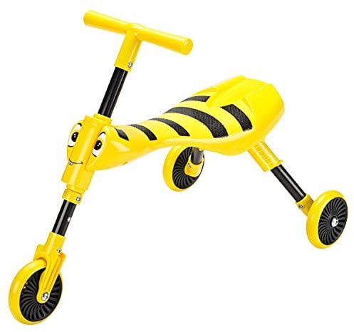 Scuttlebug 3-Wheel Foldable Ride-On Tricycle for 1+ Year Old Boys and Girls, Bumblebee Trike, Antennae Handlebar, Develop Your Toddler’s Balance and Motor Skills, Fun with No Surface Scratches