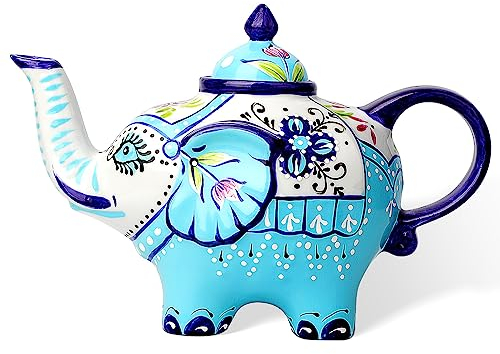 Toptier Elefant Teekanne, Elefant Dekor, Elefant Geschenke für Frauen, Keramik Home Office Bücherregal TV-Ständer Wohnzimmer, Dekoration für Regal Tisch, Elefantenvase Statue Teekanne für Blume, 24