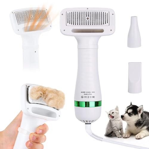 Esenlong Pet Hair Dryer, Portable and Quiet Dog Hair Dryer, 2 in 1 Pet Grooming Dryer with Slicker Brush, Dog Blow Dryer with Adjustable Temperature for Small and Medium Dogs and Cats