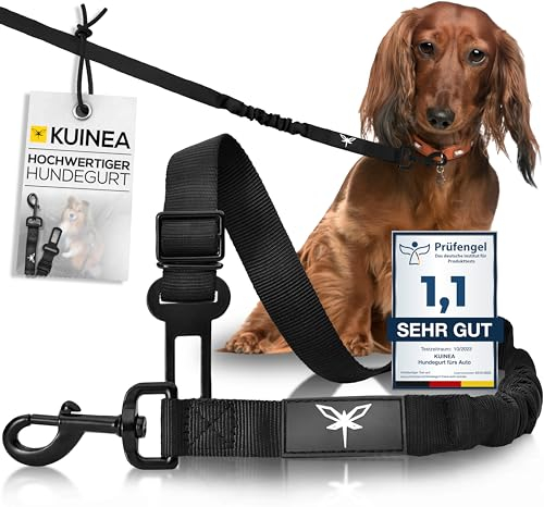 KUINEA® Hundegurt Auto - elastischer Sicherheitsgurt Hund mit Rückdämpfung - für alle Hunderassen&Autotypen - Anschnallgurt Hund Auto - Hunde Zubehör Auto, Hund anschnallen Auto, Hunde Autogurt robust