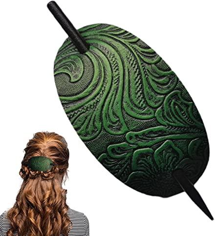 Haarspange aus Leder | Pferdeschwanzhalter aus Kunstleder in ovaler Form - Leder und Stick Hair Slide Haarnadeln Pferdeschwanzhalter Haarschmuck für Frauen Mädchen Facynde