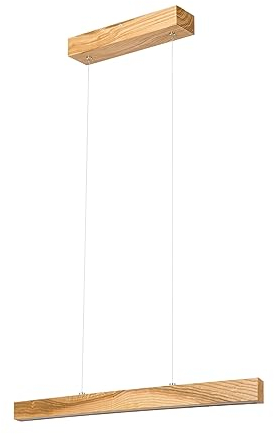 alfalux Lampe LED Hängelampe aus Holz Wohnzimmer Esszimmerlampe Hängeleuchte Pendelleuchte Esstischlampe Küchenlampe Höhenverstellbar 60 cm LED60KB-3K-RUSTIKAL