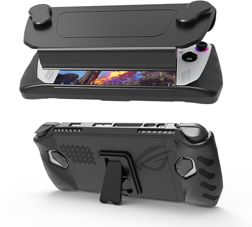 NUHFUFA Custodia protettiva con guscio anteriore staccabile per ASUS Rog Ally 7 pollici Handheld 2023, copertura completa con staffa anti-goccia antipolvere impugnatura ergonomica custodia (nero)