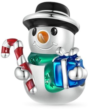 GNOCE Weihnachten Schneemann Rentier Charm 925 Sterling Silber Dangle Bead Charm Fit Armband/Halskette für Frauen Mädchen Tochter/Schmuck Geschenk (Schneemann)