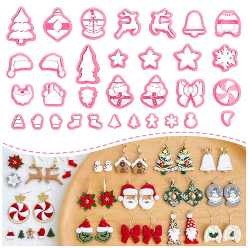 Keoker Lot de 32 emporte-pièces en argile de Noël pour la fabrication de bijoux, 32 emporte-pièces en forme de flocon de neige pour boucles d'oreilles (tous les 2)