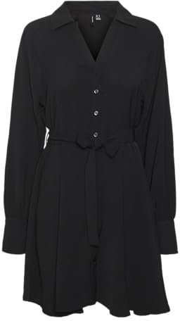 VERO MODA Vmemma Ls WVN GA Robe Courte, Noir, S Femme