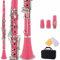 Black Ebonite B Flache Klarinette Mit 2 Fässern, Fall, 10 Schilf, Mundstück Anfänger Klarinette (Color : Pink)