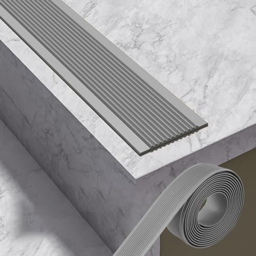 PVC Treppenkantenprofil Selbstklebend Winkelprofil Kunststoff Treppen-Kantenschutz Winkelprofil Stufenkantenprofil Für Den Außen- Und Innenbereich Anti Rutsch Streifen Treppe ( Color : Gray , Size : T