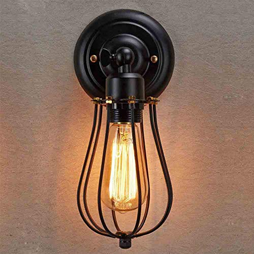 Chao Zan Wandleuchte Vintage Winkel Verstellbar Metall Wandlampe Antik Wandlampen Rustikal Käfig Lampenschirm E27 Retro Kreativ Wandstrahler Eisen für Landhaus Schlafzimmer Wohnzimmer Esstisch Küche