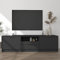 Homgoday Meuble TV noir 140 x 35 x 40 cm en bois multicouche, meuble TV, meuble bas pour TV, table de salon, support TV pour intérieur salon