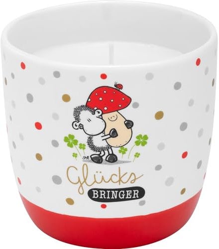 Sheepworld Kerze mit Motiv Glücksbringer | Duftkerze mit Vanille-Duft, im Porzellanbecher, Höhe 8 cm | Geschenk, Glücksbringer, Silvester | 70099